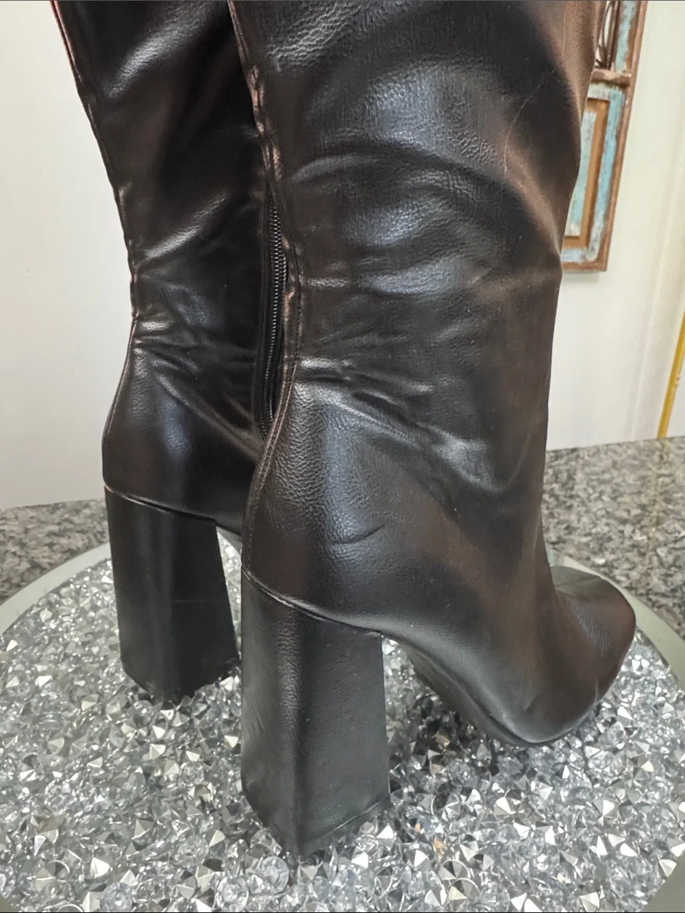 SHEIN Black Over-the-Knee Block Heel Boots NWOT 8